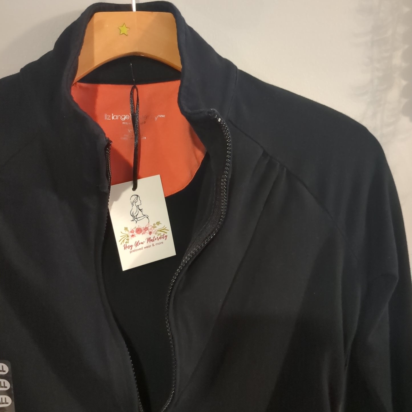 Mock neck LS front zipper, Black -NF