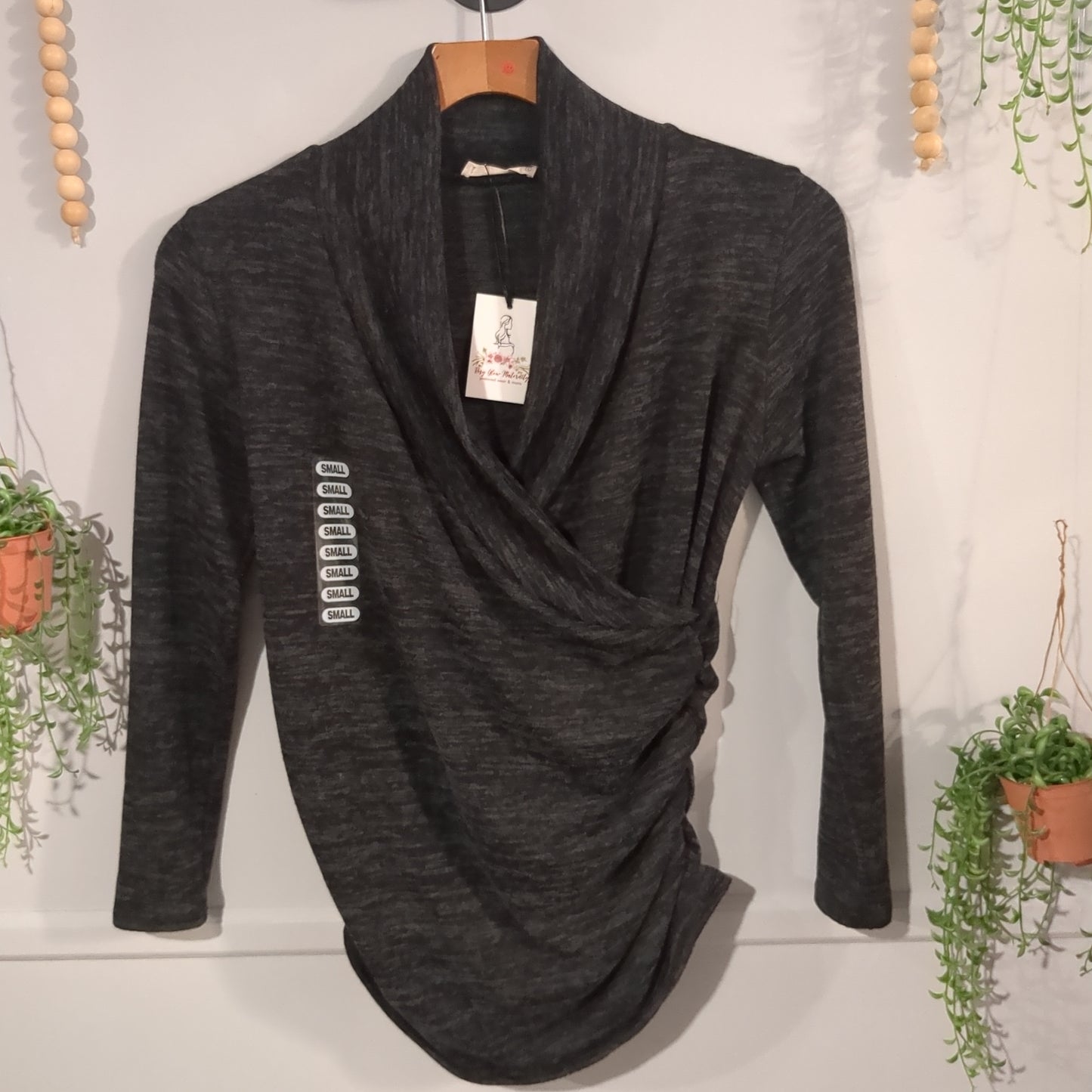Deep cowl neck LS fitted sweater, Multi