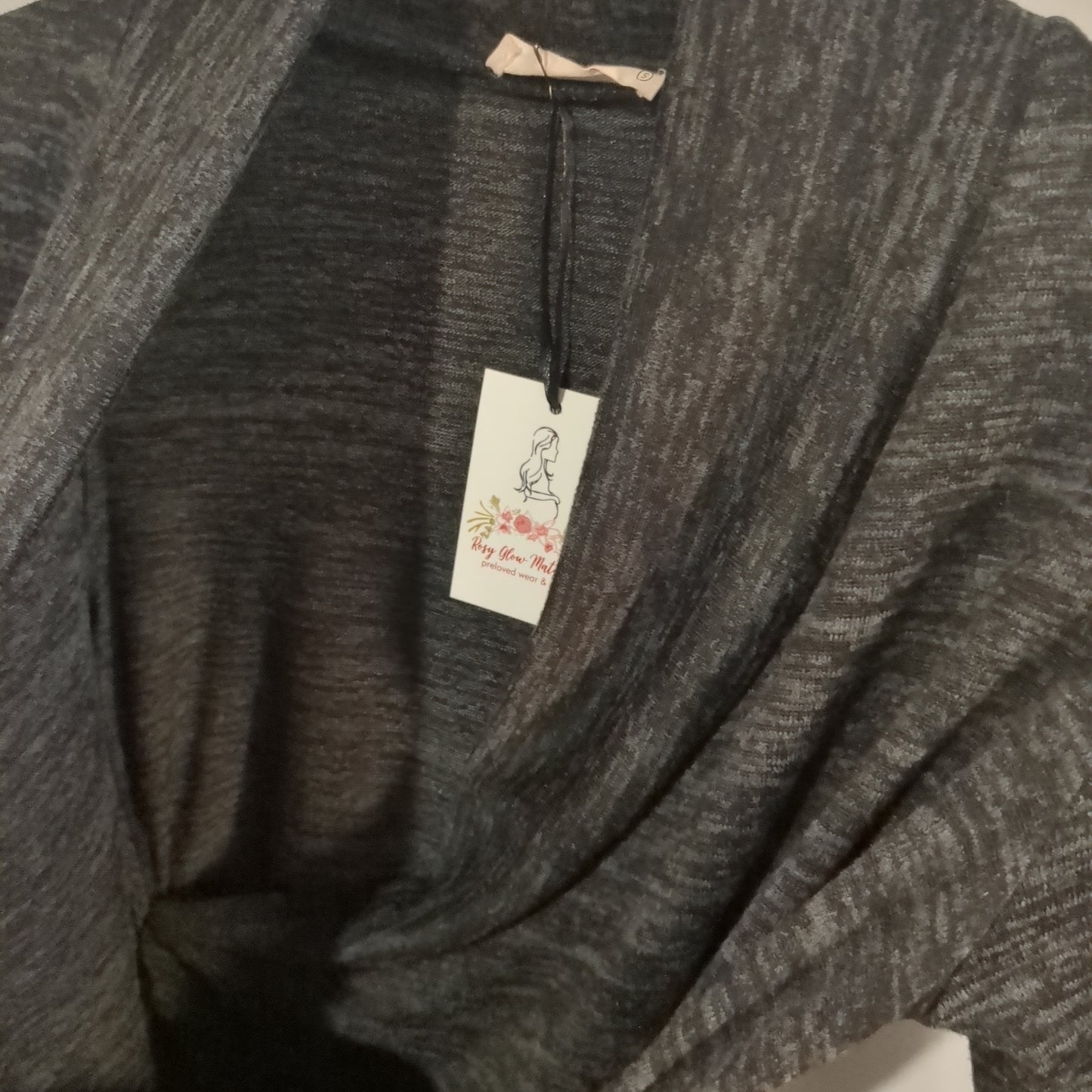 Deep cowl neck LS fitted sweater, Multi