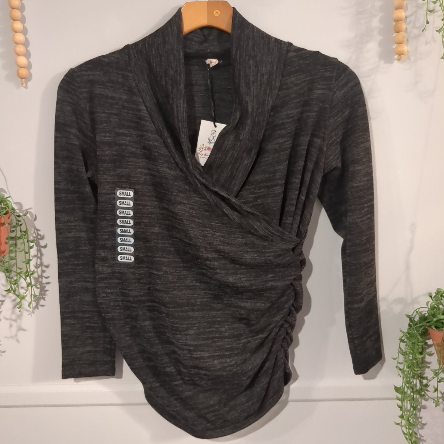 Deep cowl neck LS fitted sweater, Multi