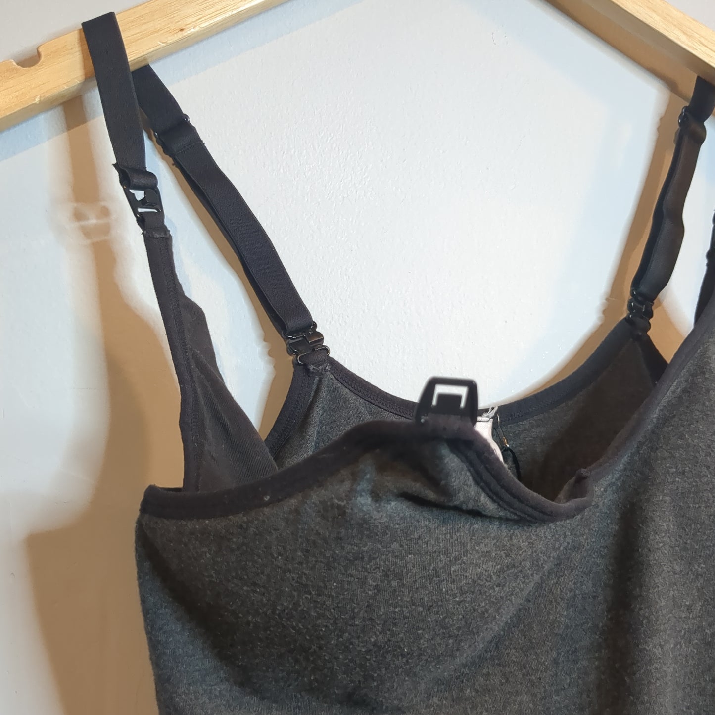 Semi-formed clasp strap shelf-bra cami, Charcoal -NF