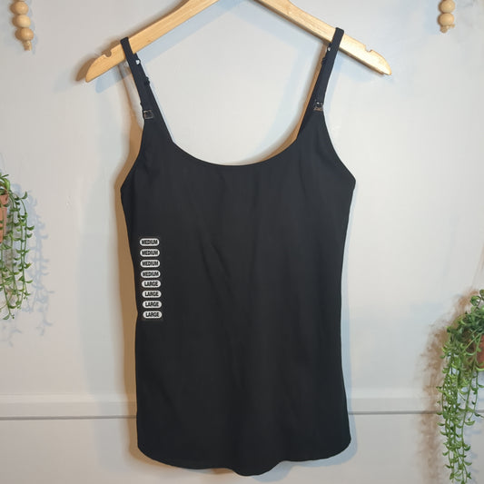 Adjustable clasp strap shelf bra cami, Black -NF