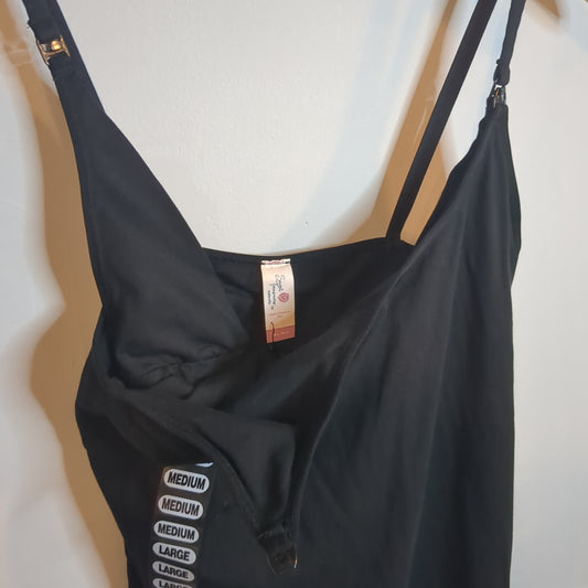 Adjustable clasp strap shelf bra cami, Black -NF