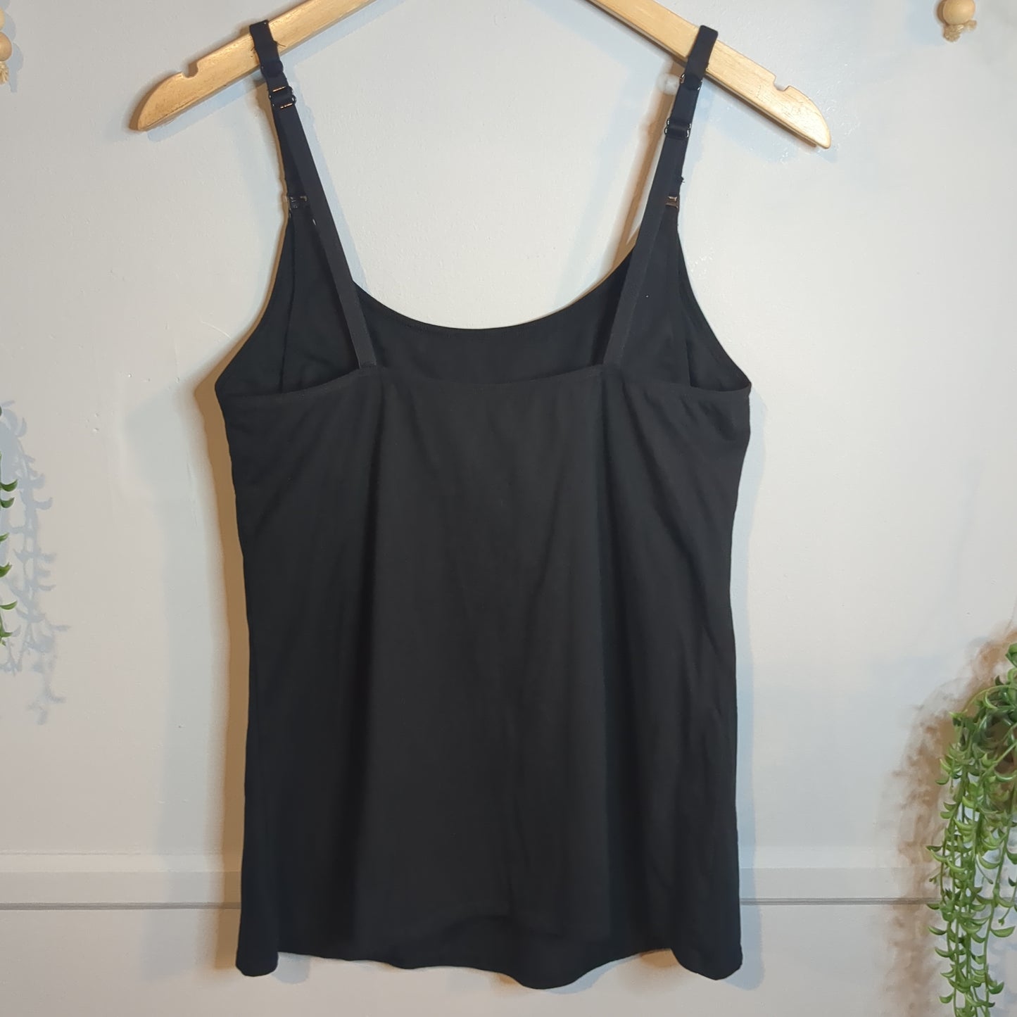 Adjustable clasp strap shelf bra cami, Black -NF