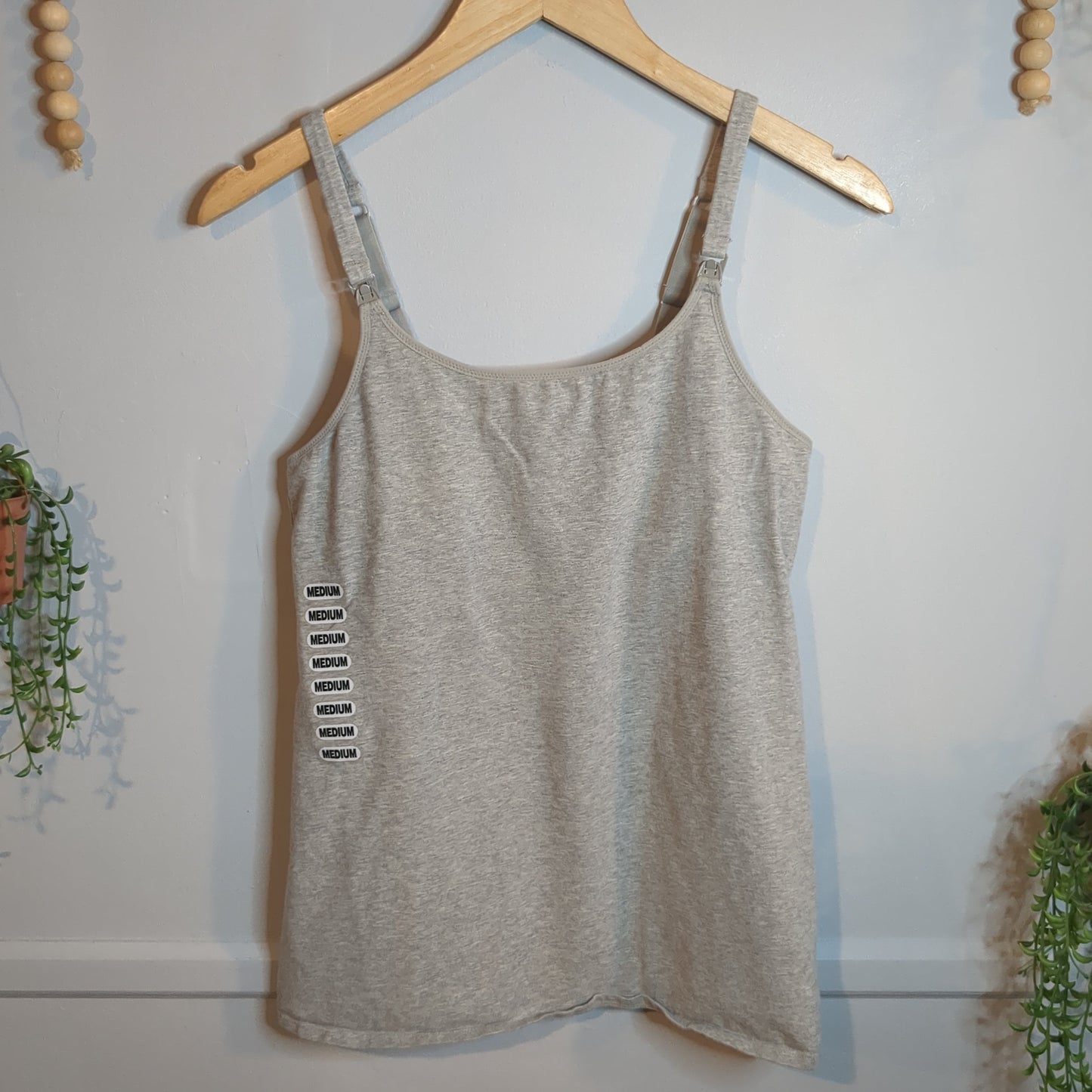 Shelf bra clasp strap cotton cami, Multi -NF