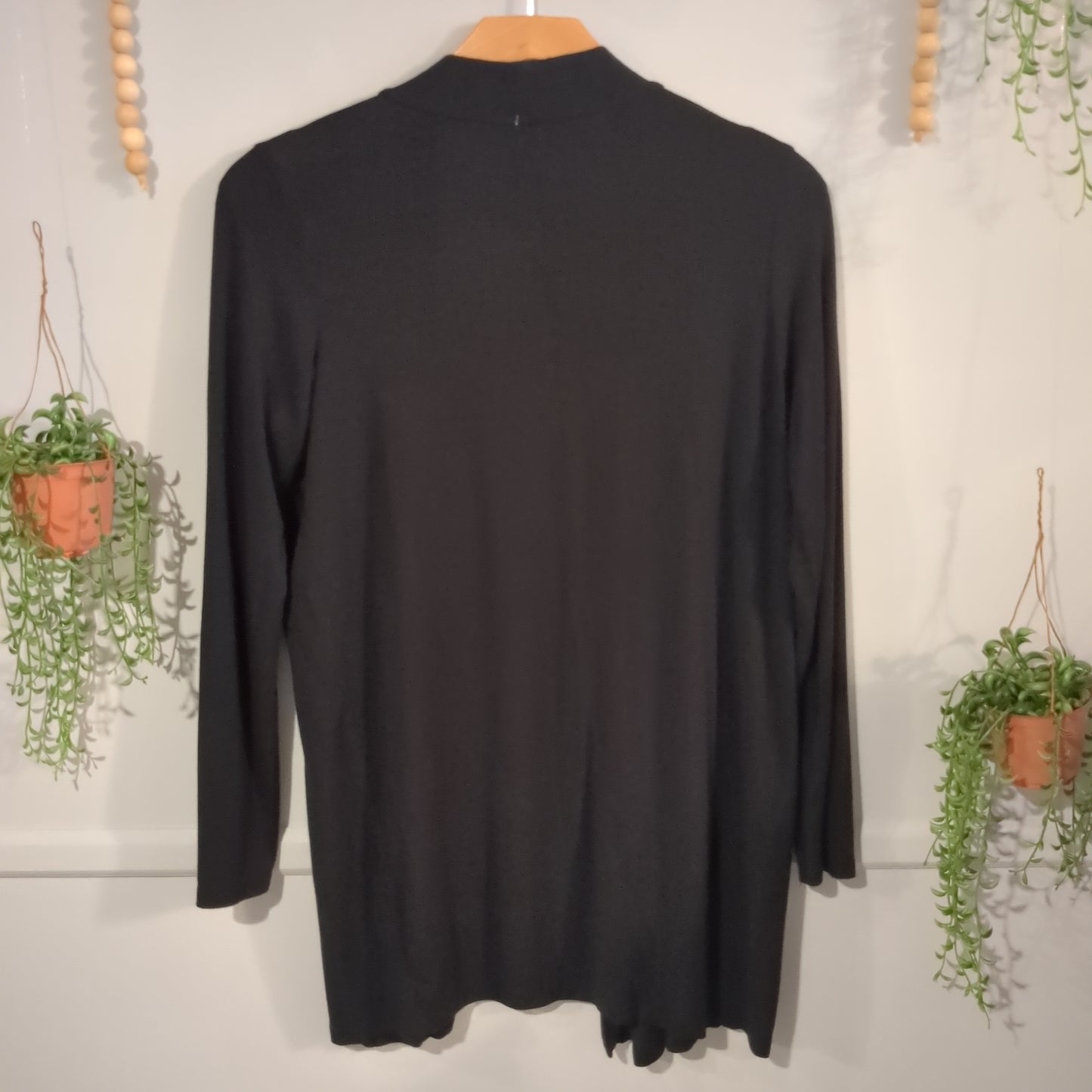 Open-front LS cardigan, Black -NF