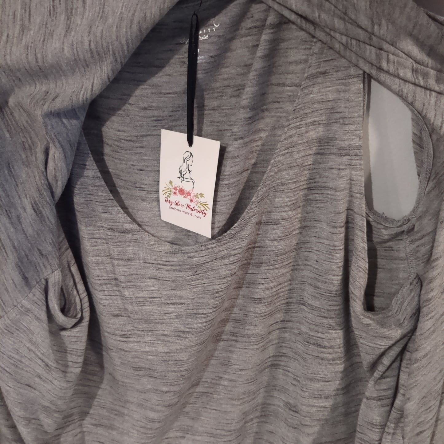 Crossover front round neck tank, Heathered grey -NF