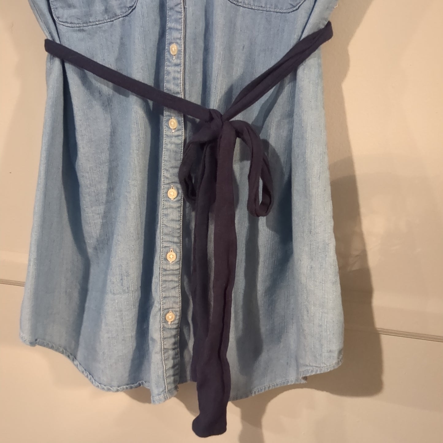 Boxy chambray SS button down, Light wash -NF