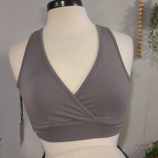 Criss-cross racerback lounging nursing bra, Grey