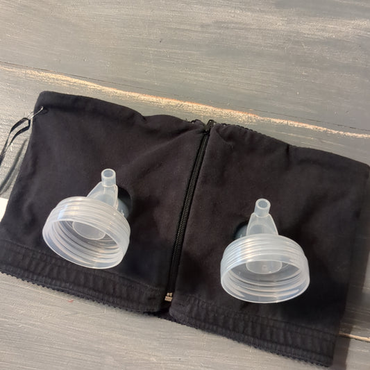 Strapless zippered hands-free pumping bra, Black