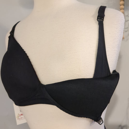 Clasp strap lightly lined wirefree nursing bralette, Black