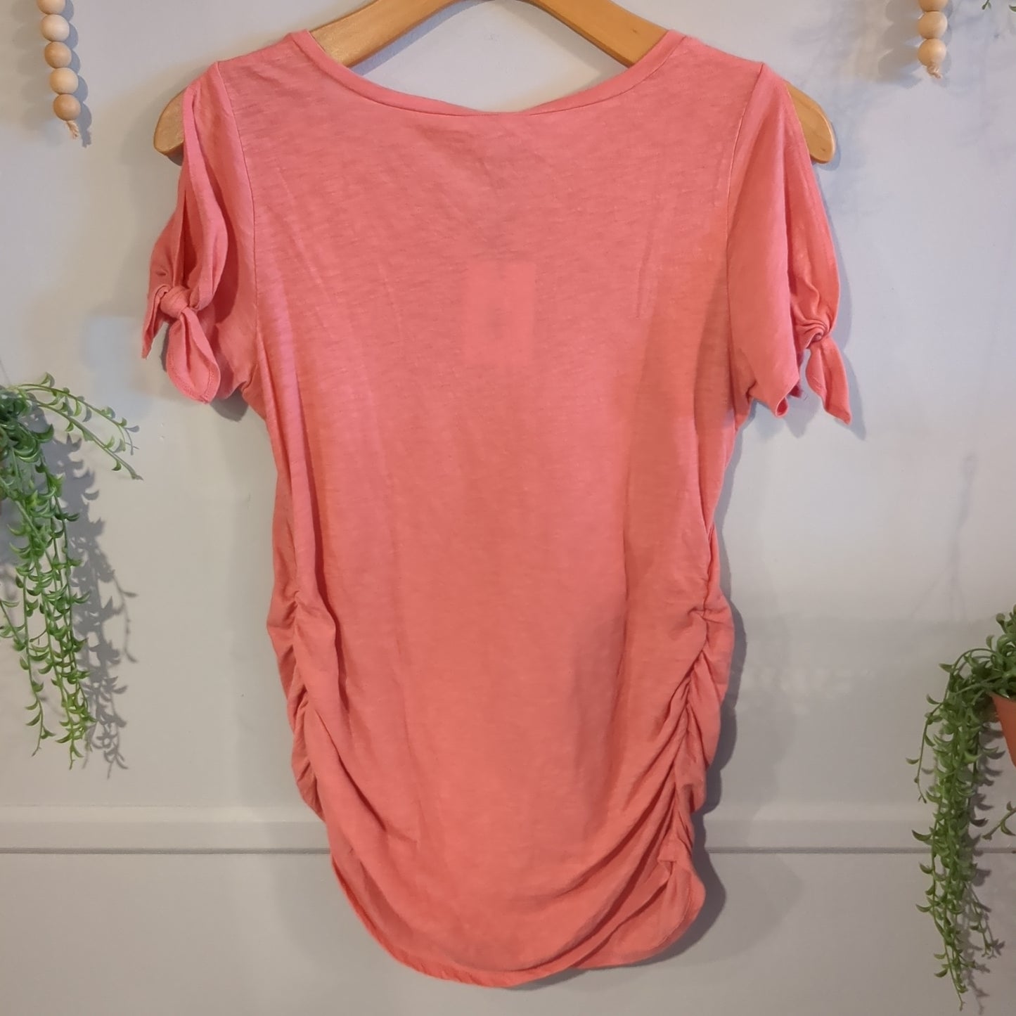 Split tied sleeve SS fitted tee, Navy