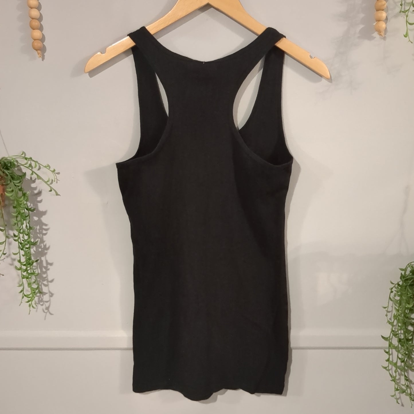 Ribbed knit racerback tank, Black