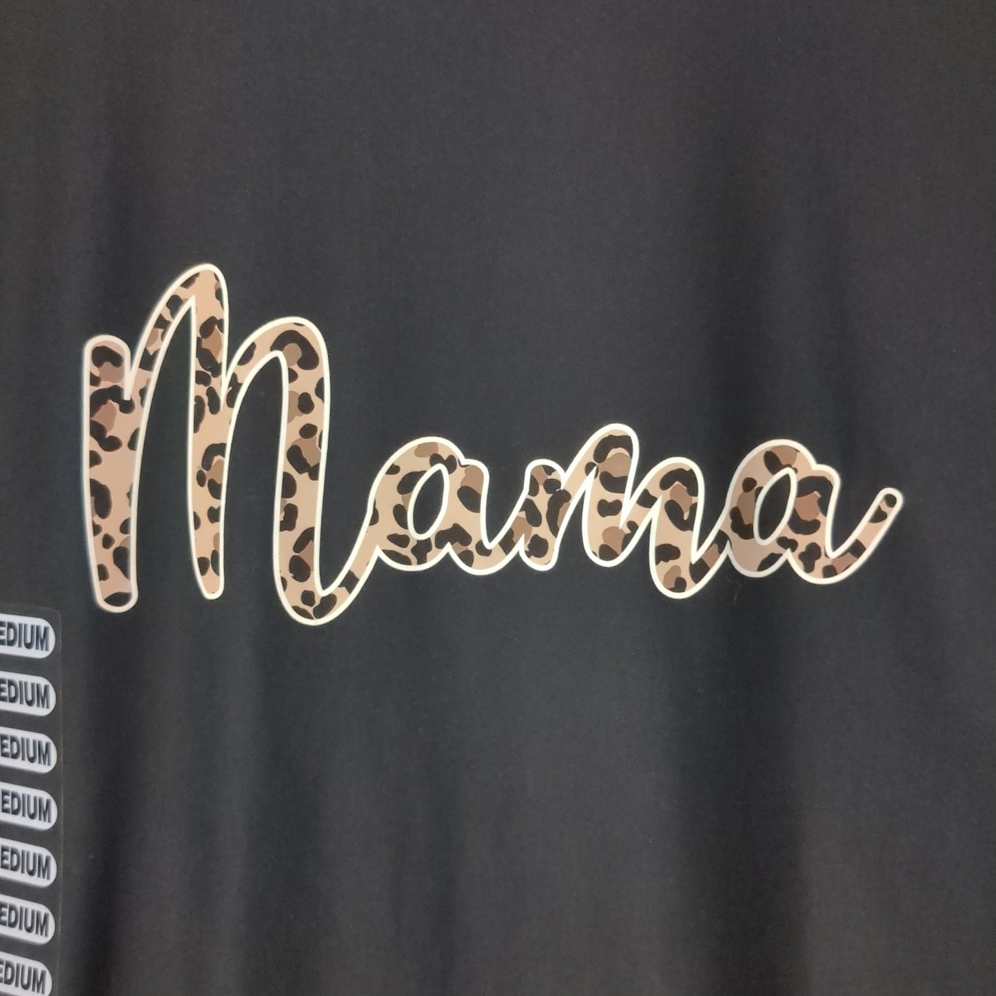 'Mama' fitted SS graphic tee, Black leopard