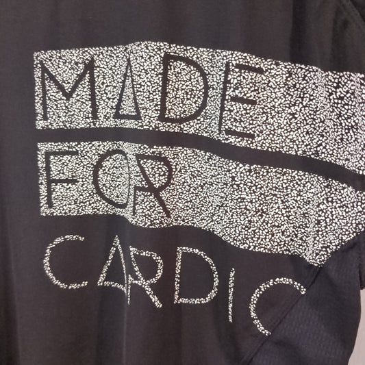 'Made for cardio' graphic rear mesh SS tee, Black