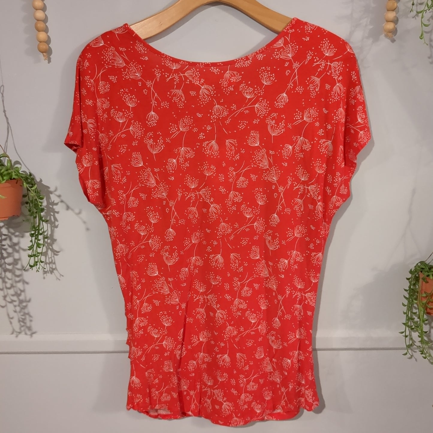 Boho floral SS tee, Red