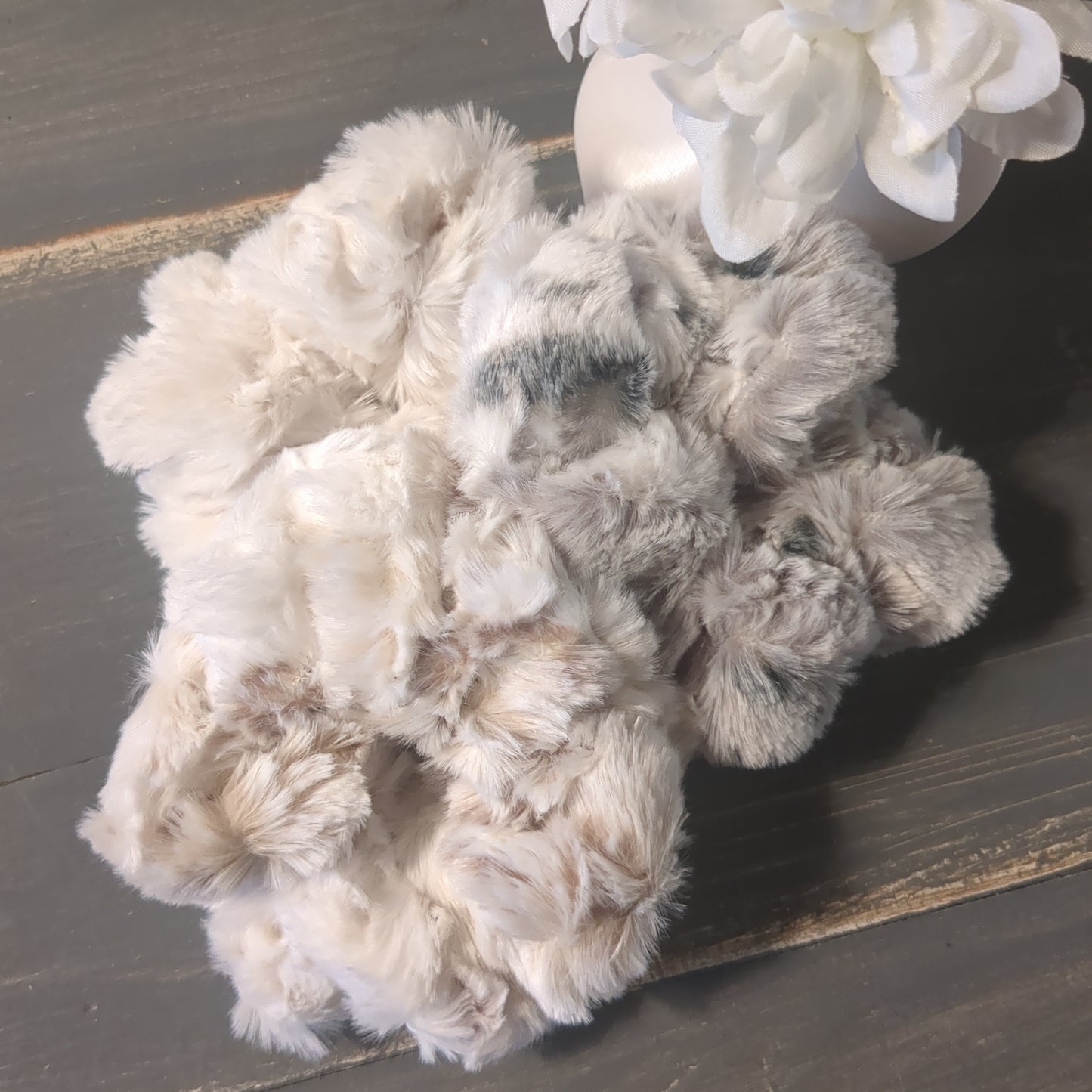 Faux fur oversized scrunchies, Asst'd