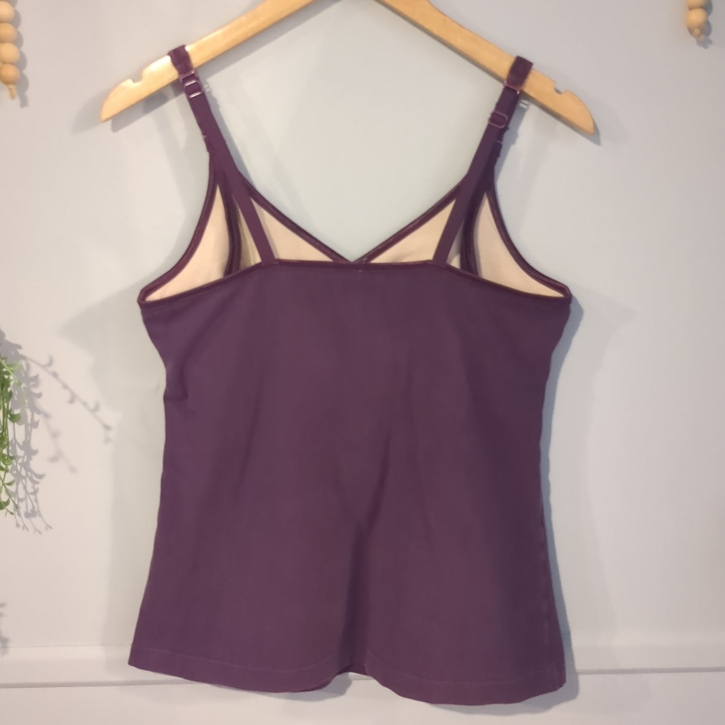 Adjustable clasp strap shelf bra cami, Grape -NF