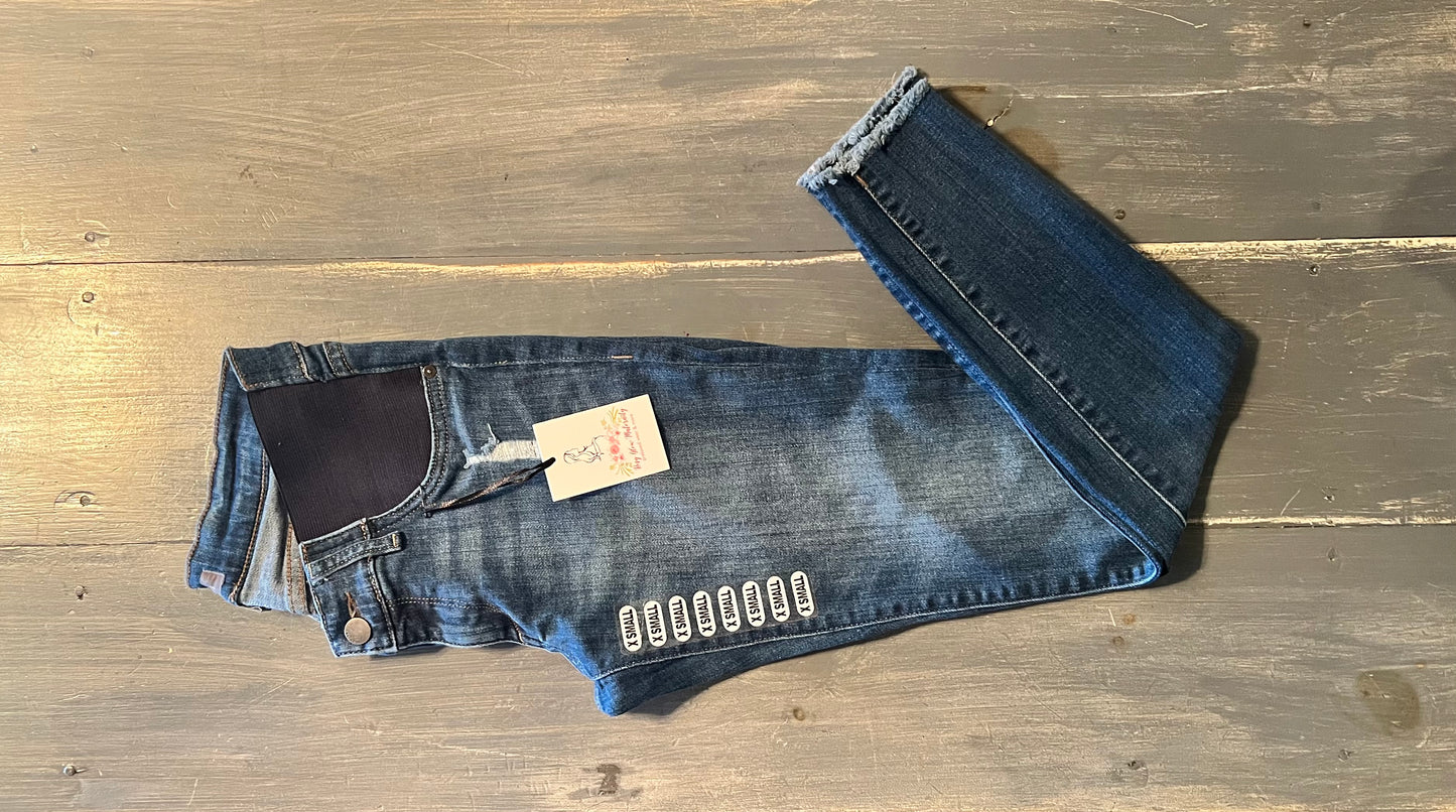 Side panel 27" skinny jeans, Medium wash