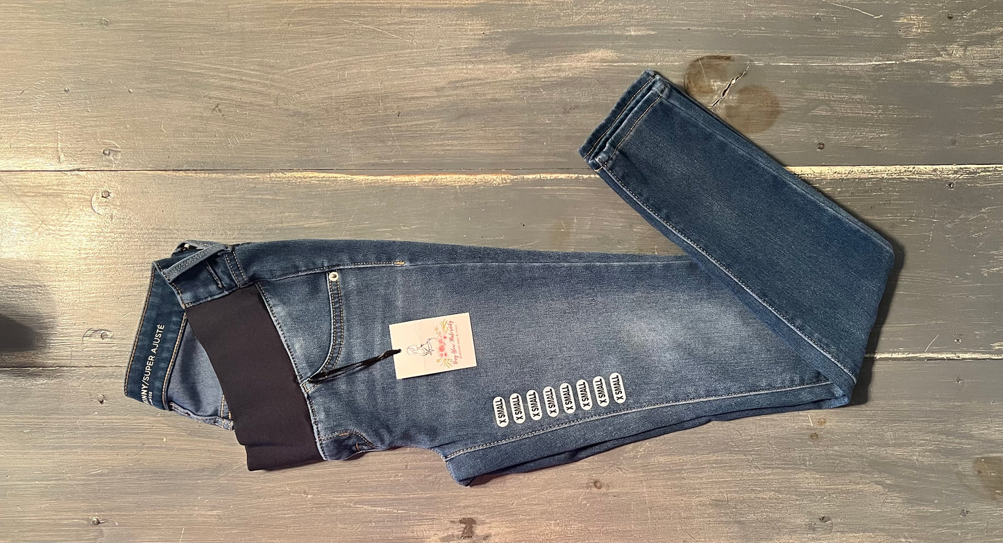 Under-belly panel 27" super skinnies, Medium wash