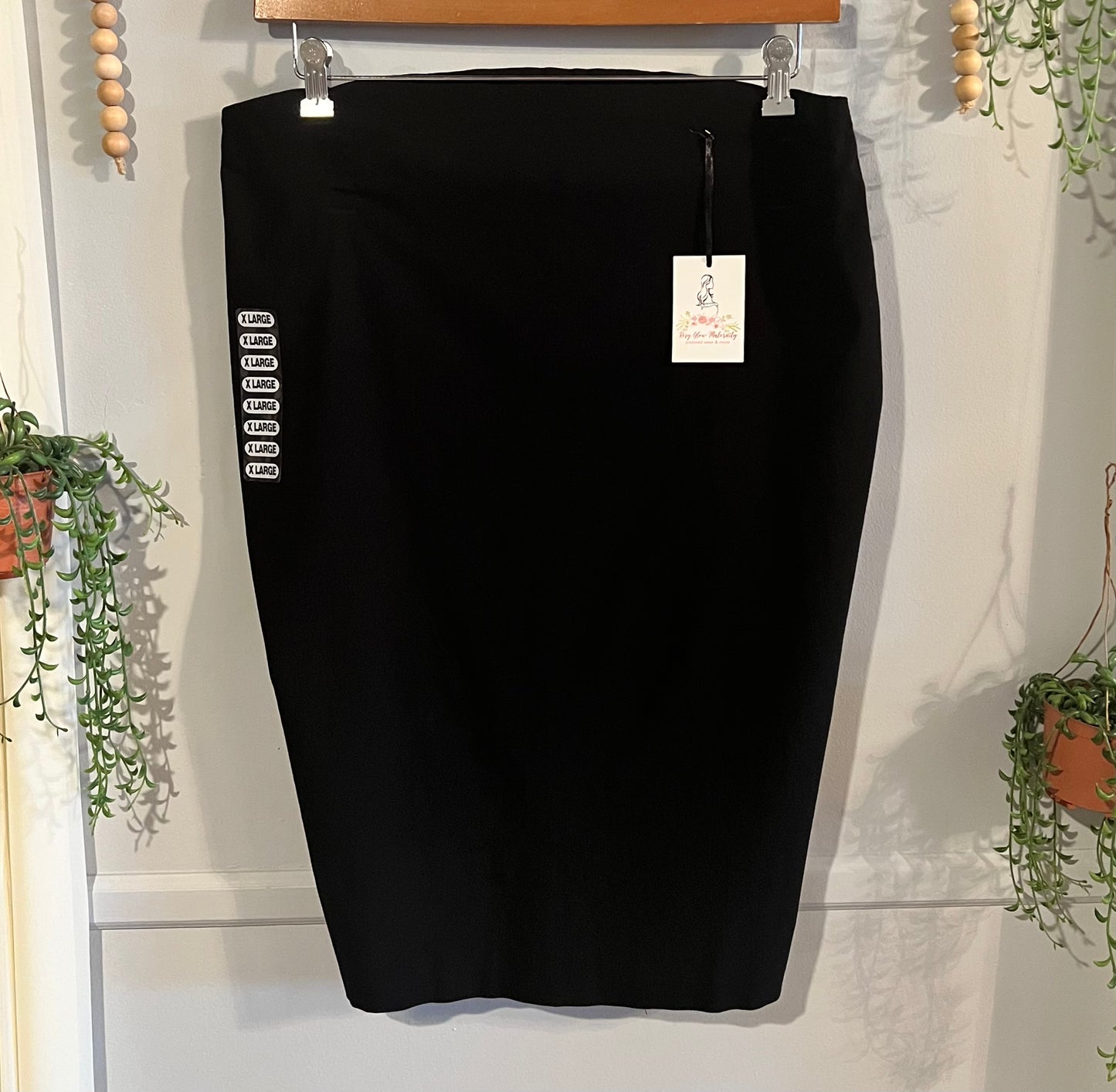 High-waisted fitted 26" midi pencil skirt, Black