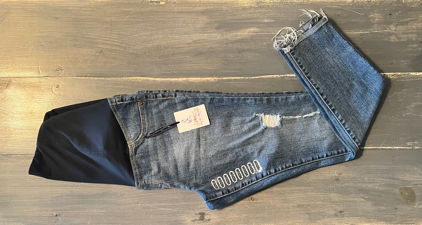 Convertible panel 27" skinny jeans, Multi Wash