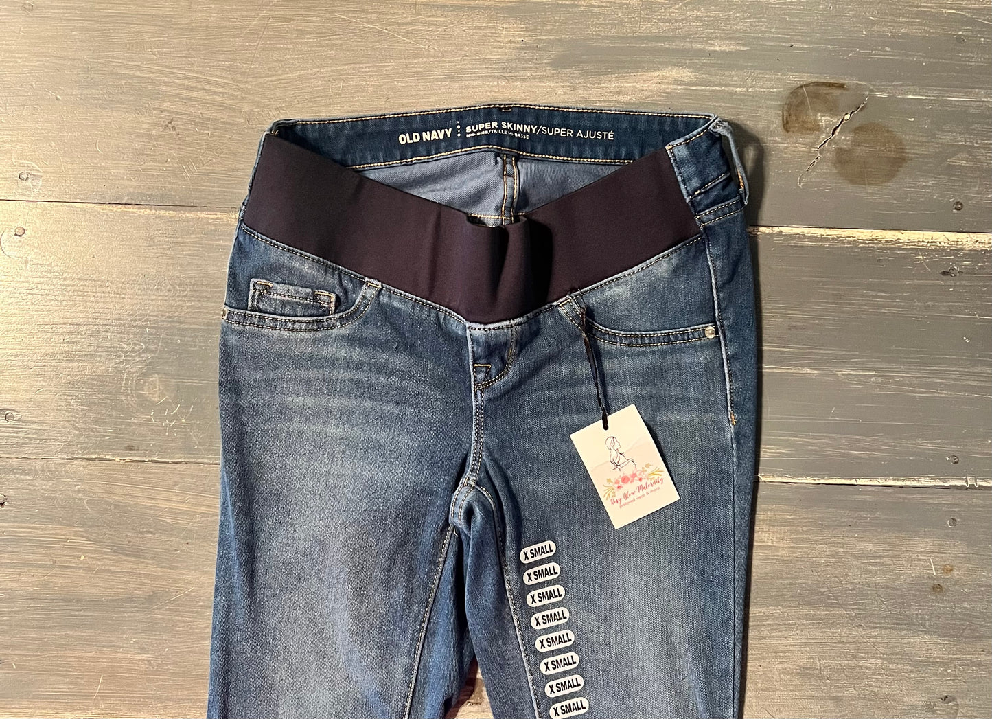 Under-belly panel 27" super skinnies, Medium wash