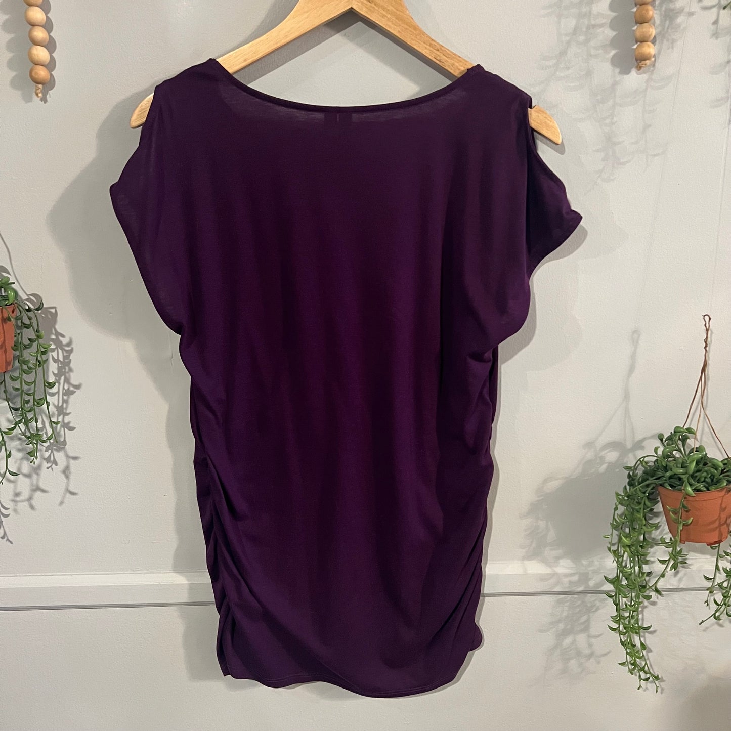 Cold shoulder faux layered tank, Eggplant -NF