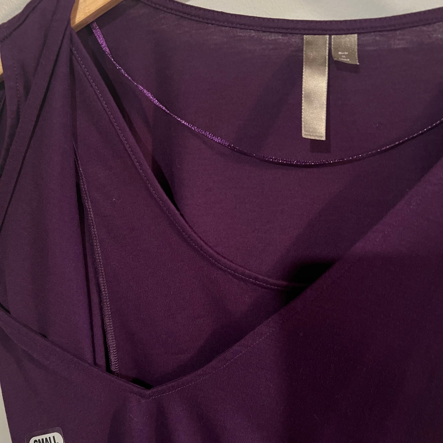 Cold shoulder faux layered tank, Eggplant -NF