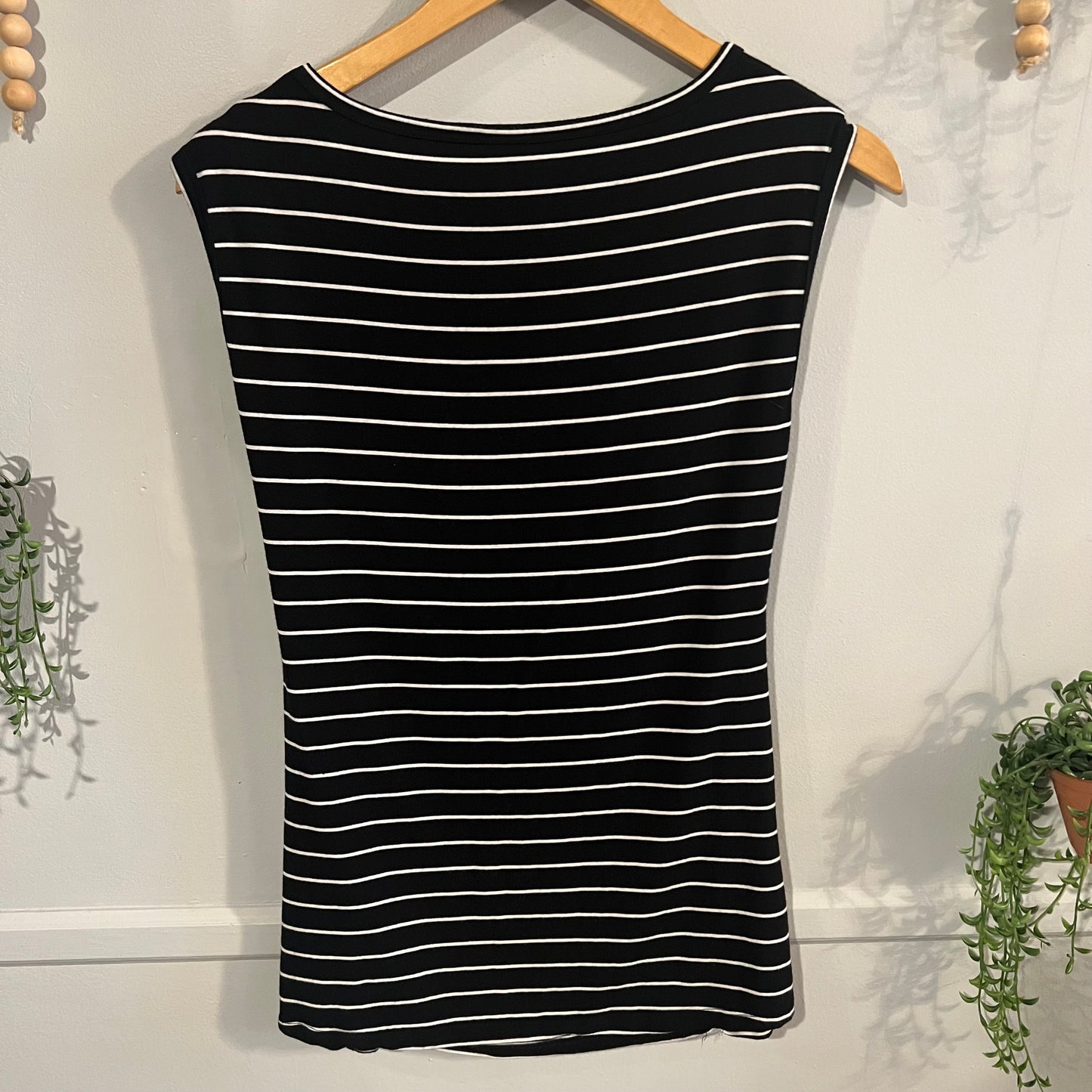 Front access round neck nursing tank, Black stripes -NF