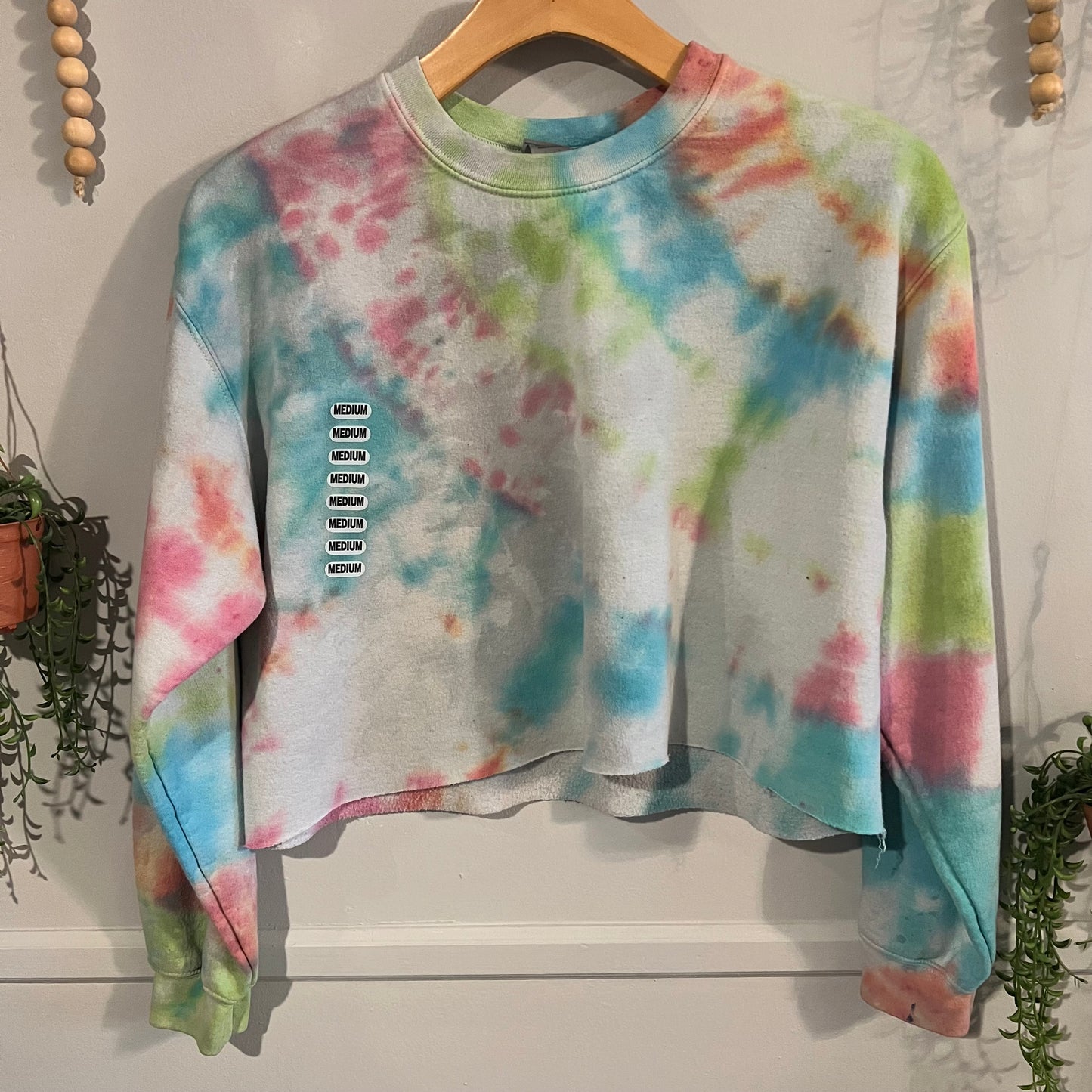 Tie dye cropped LS sweatshirt, Rainbow -NF