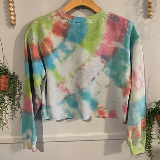 Tie dye cropped LS sweatshirt, Rainbow -NF