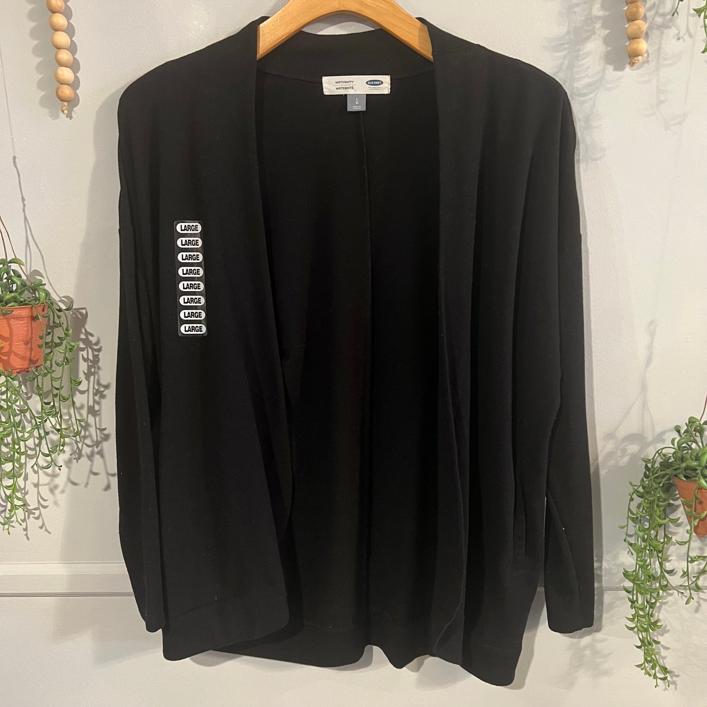Cozy knit basic cardigan, Black -NF