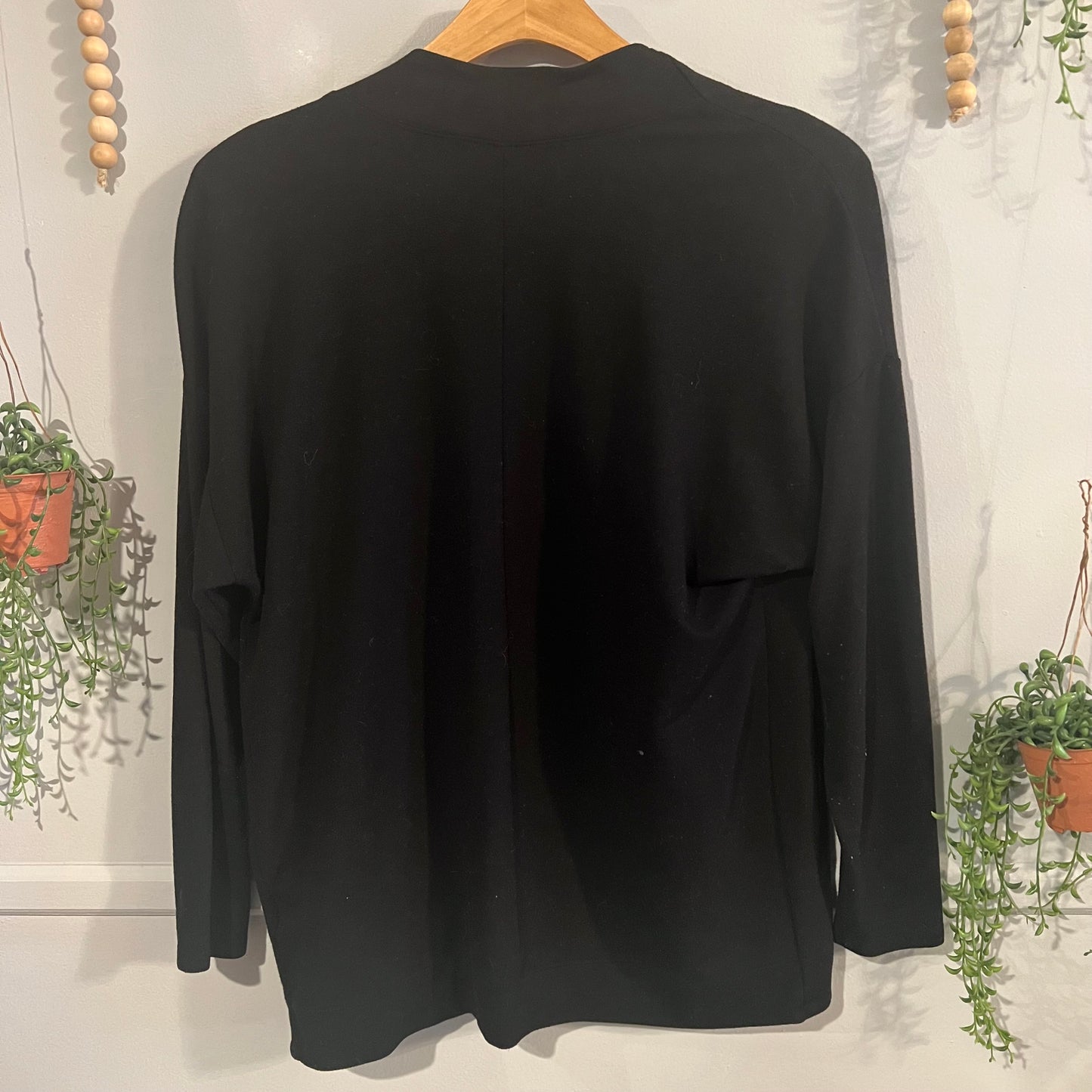 Cozy knit basic cardigan, Black -NF