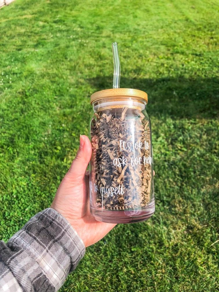 Libbey Glass w/ Bamboo Lid & Straw, Asst'd