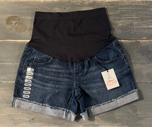 Full panel rolled cuff 5" denim shorts, Dark wash