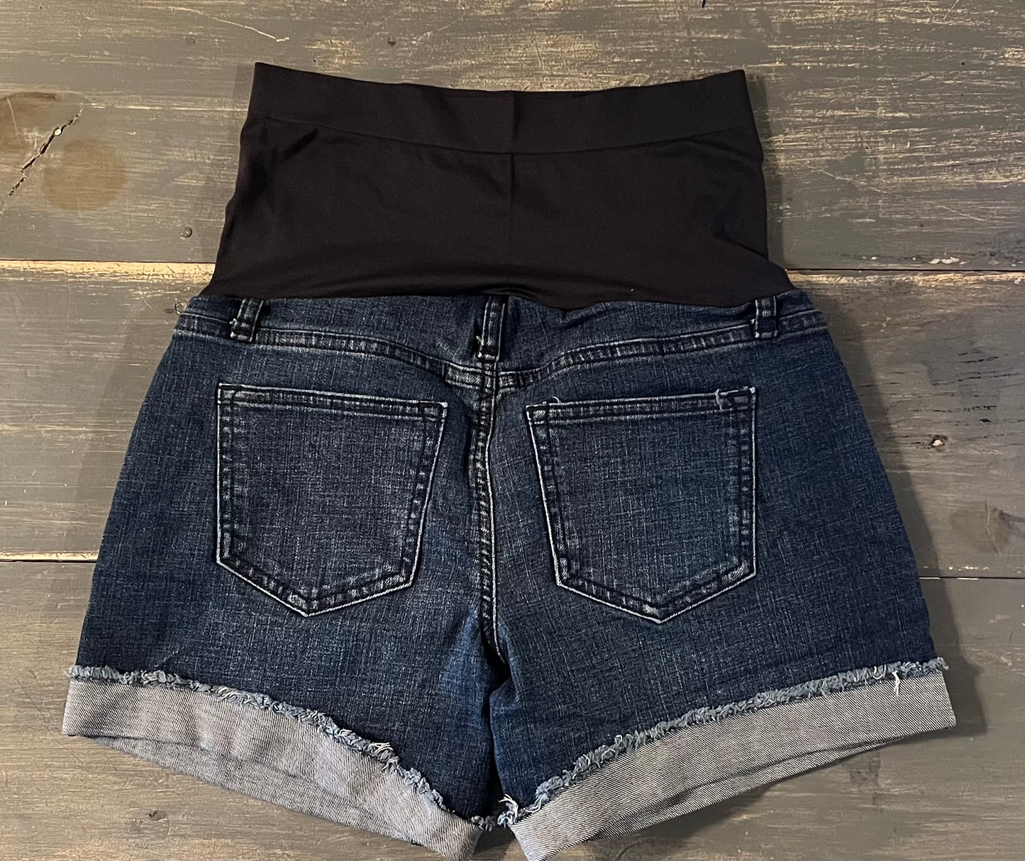 Full panel rolled cuff 5" denim shorts, Dark wash