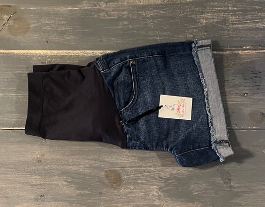 Full panel rolled cuff 5" denim shorts, Dark wash