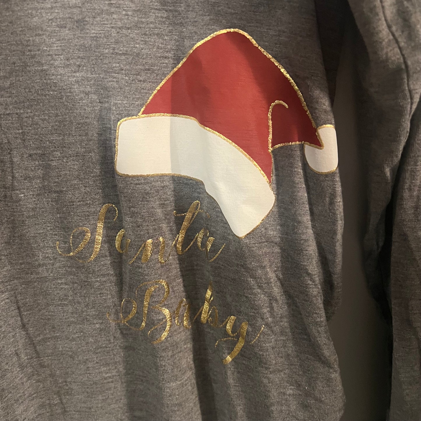 'Santa Baby' LS graphic tee, Grey