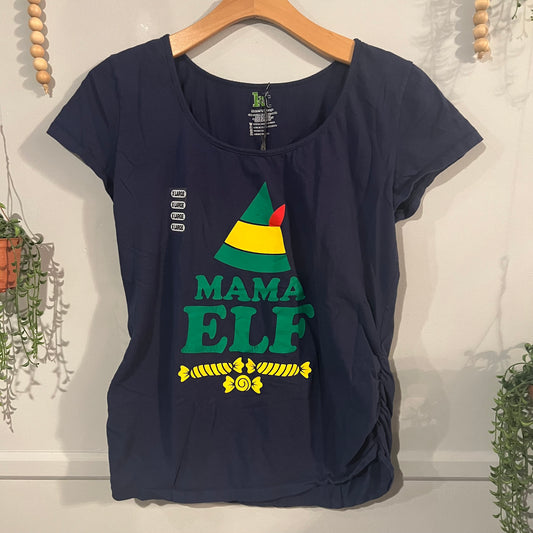 'Mama Elf' graphic SS tee, Navy