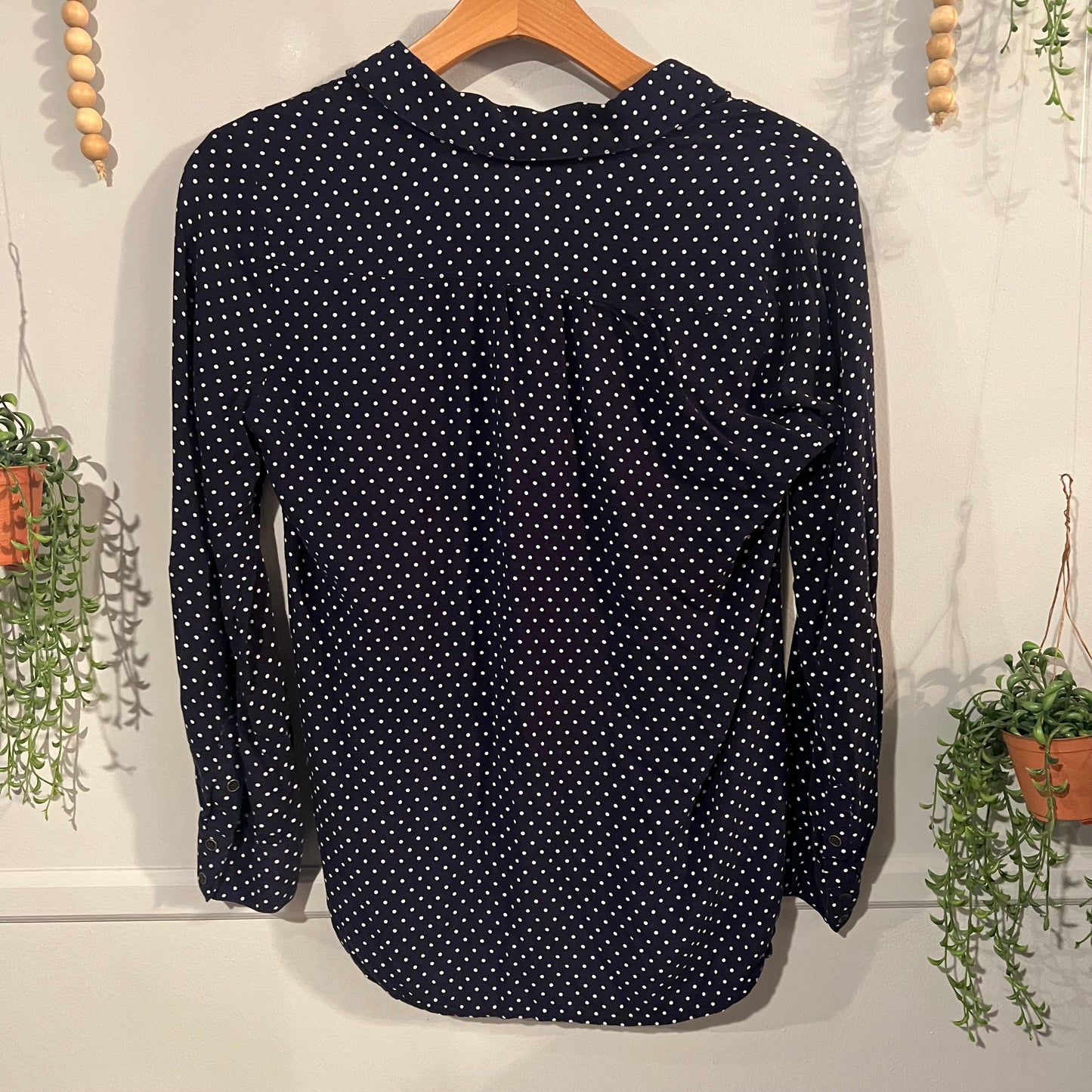 Quarter button LS blouse w/ pockets, Multi