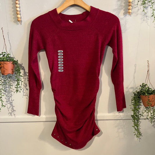 Fitted off-shoulder sweater LS mini dress, Burgundy