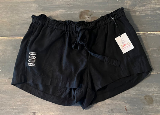 Drawstring under-belly waist 3" shorts, Black