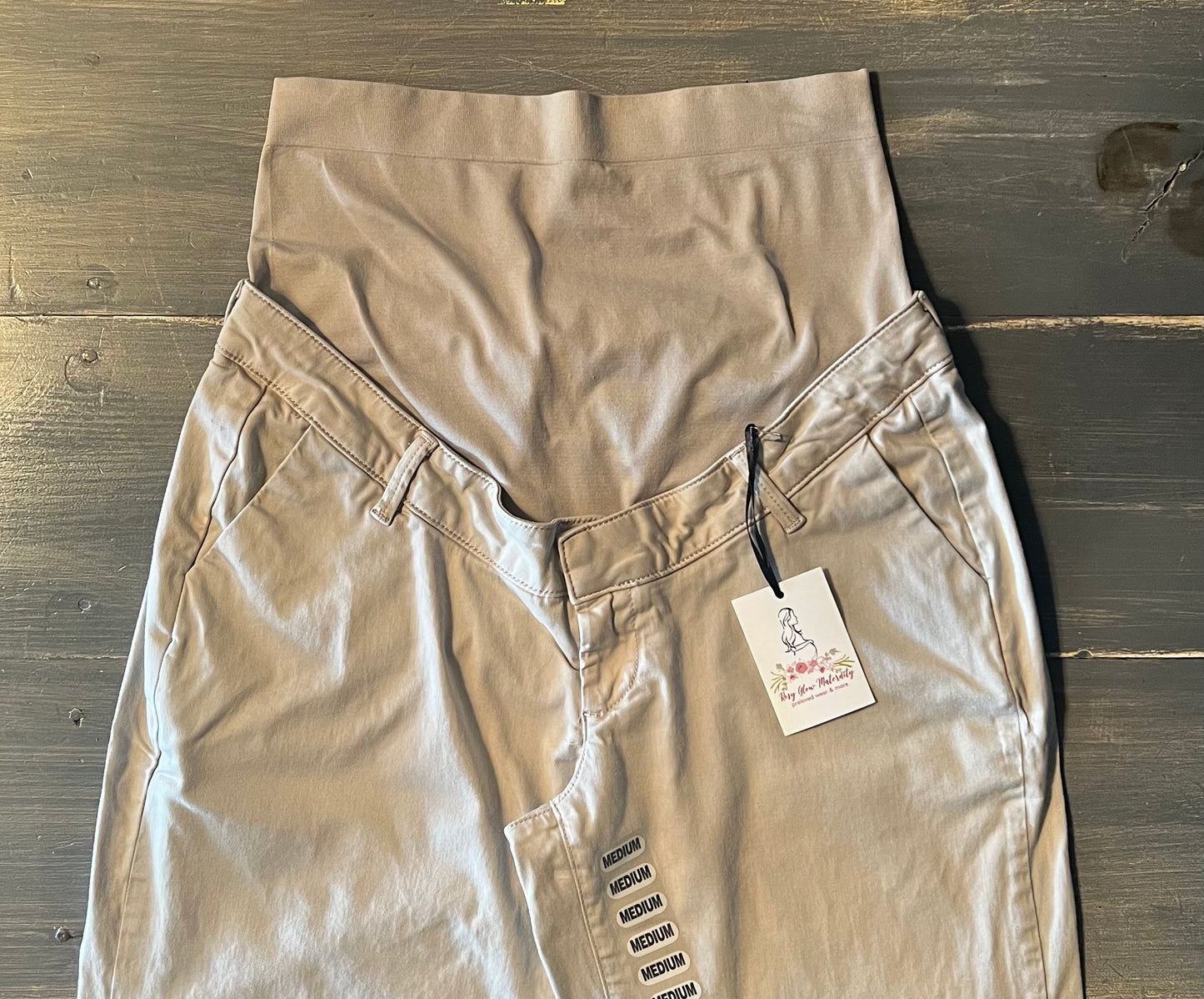True waistband full panel 28" tapered trousers, Sand