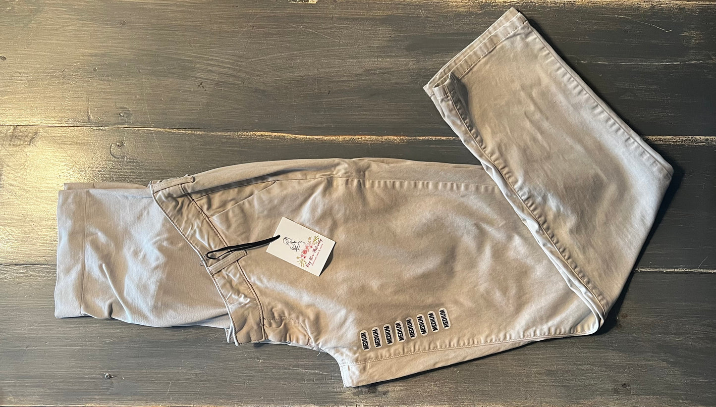 True waistband full panel 28" tapered trousers, Sand