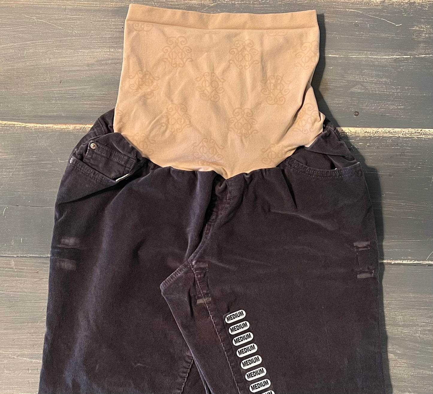 Corduroy full panel 26" skinny leg pant, Deep Grey