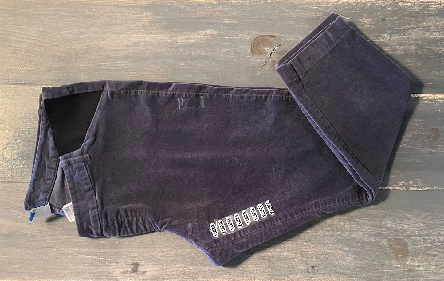 Faux velvet side panel 26" straight leg pant, Slate