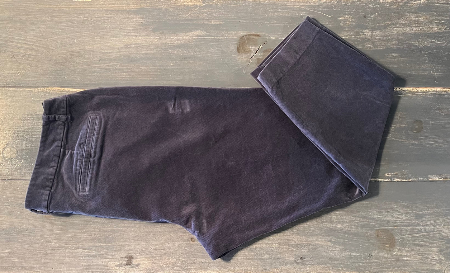 Faux velvet side panel 26" straight leg pant, Slate