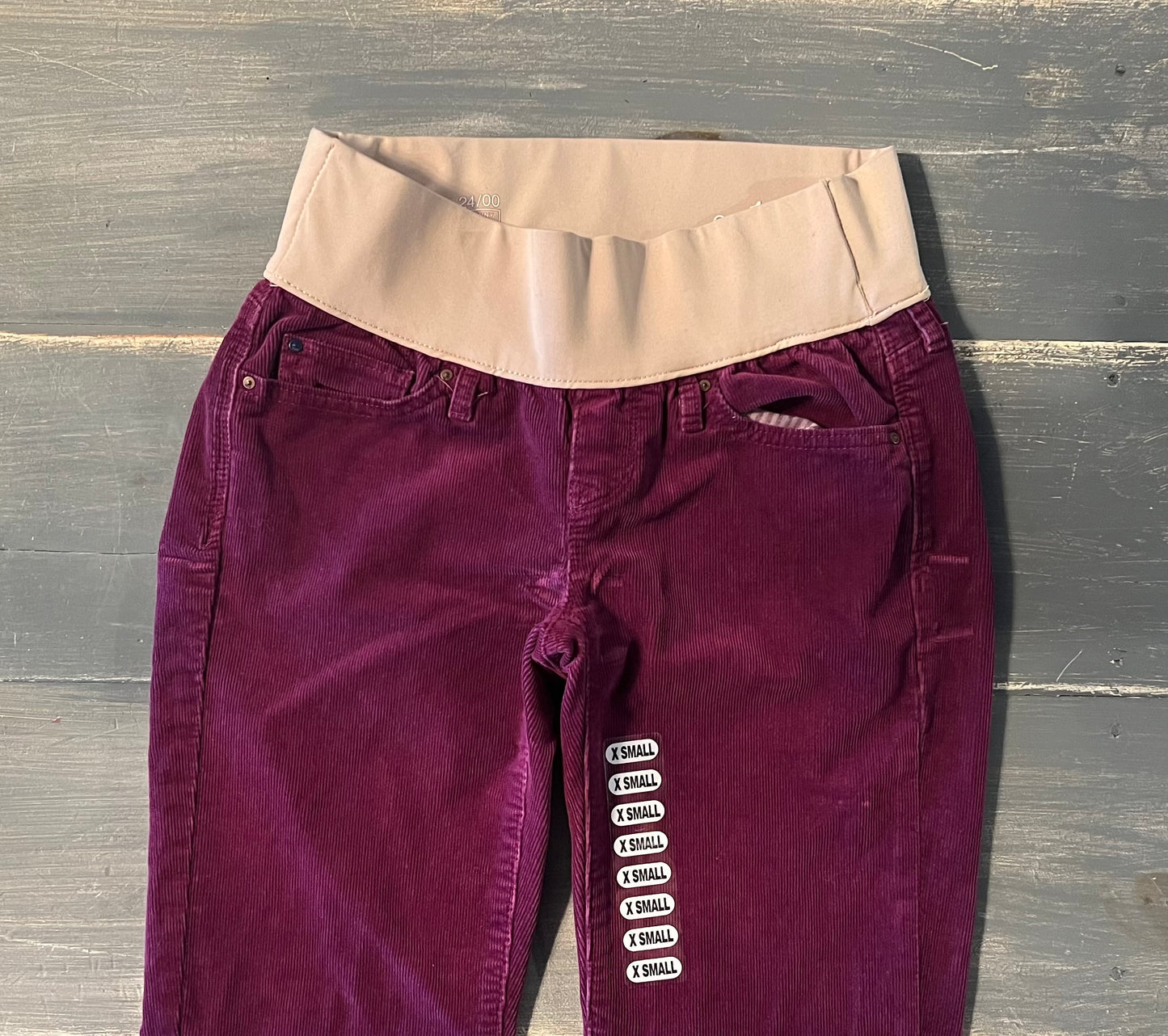Corduroy under-belly 26" skinny leg pant, Deep Fuchsia