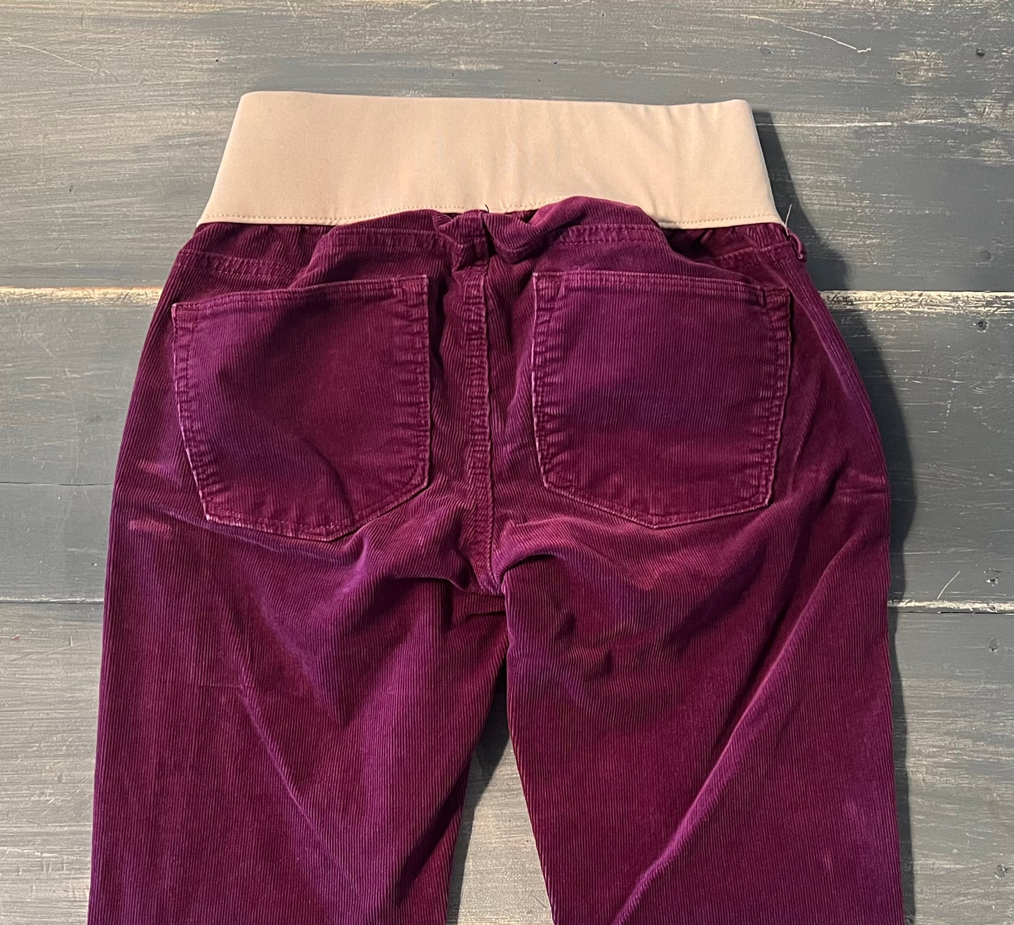 Corduroy under-belly 26" skinny leg pant, Deep Fuchsia